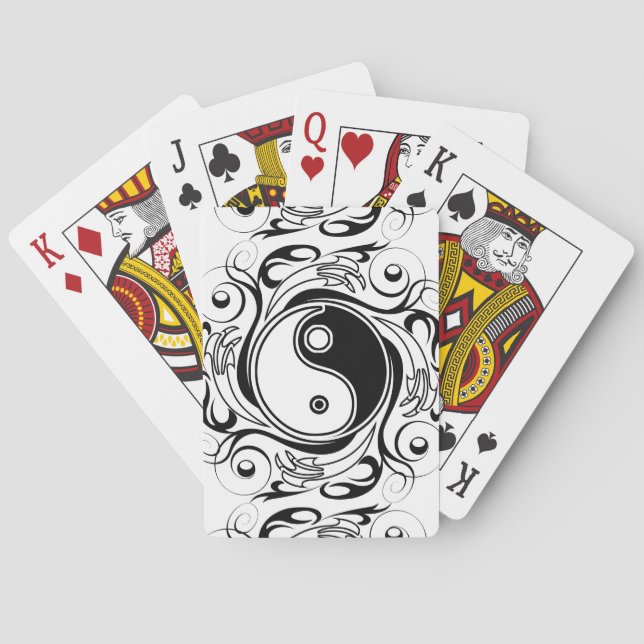 Yin & Yang Symbol Black and White Tattoo Style Playing Cards (Back)