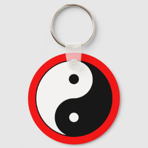 Yin Yang Symbol Colour Border Zen Keychain
