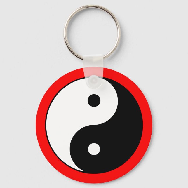 Yin Yang Symbol Colour Border Zen Keychain (Front)
