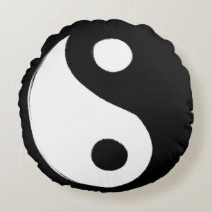 Yin Yang Symbol Dark and Light Round Pillow