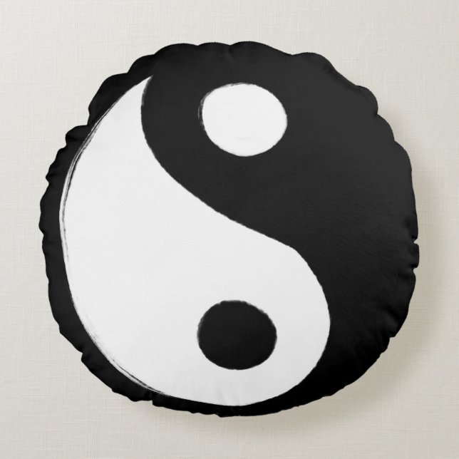 Yin Yang Symbol Dark and Light                     Round Pillow (Front)