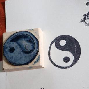 Yin Yang Symbol Dark and Light Rubber Stamp