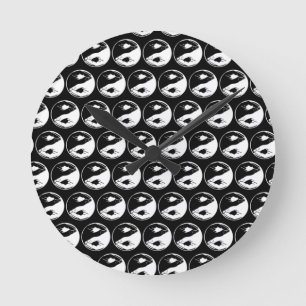 Yin Yang Symbol Monochromatic Zen Meditation Yoga Round Clock