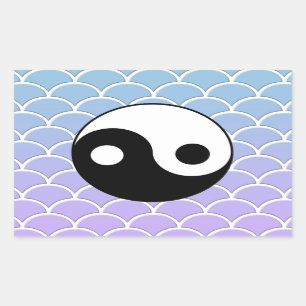 Yin Yang Symbol on Wave Background Sticker