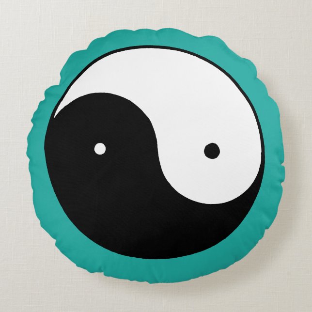 Yin Yang Symbol Round Pillow (Front)