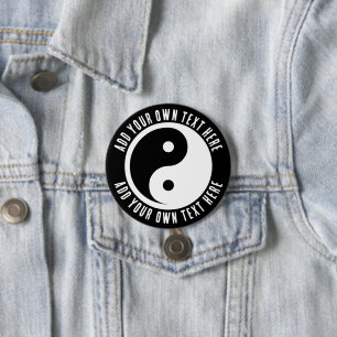 Yin Yang Symbol - solid tattoo design 2 3 Inch Round Button