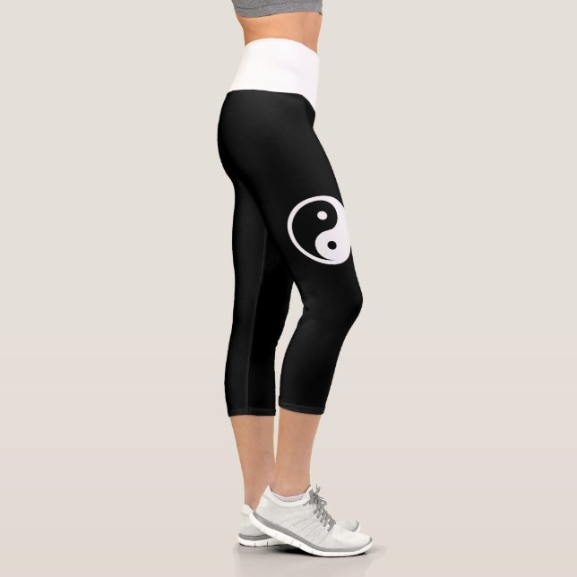 Yin Yang Symbol - solid tattoo design 2 Capri Leggings (Right)