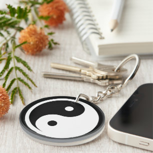 Yin Yang Symbol - solid tattoo design 2 Keychain