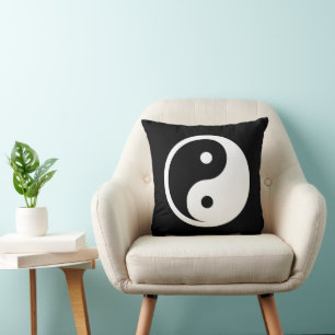 Yin Yang Symbol - solid tattoo design 2 Throw Pillow
