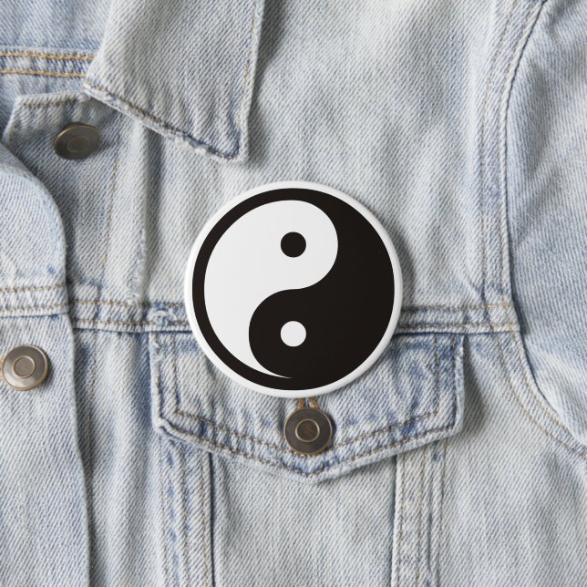 Yin Yang Symbol - solid tattoo design 3 Inch Round Button (In Situ)