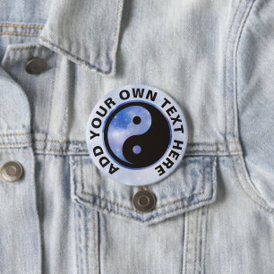 Yin Yang Symbol - solid tattoo design 3 Inch Round Button