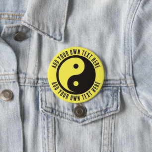 Yin Yang Symbol - solid tattoo design 3 Inch Round Button