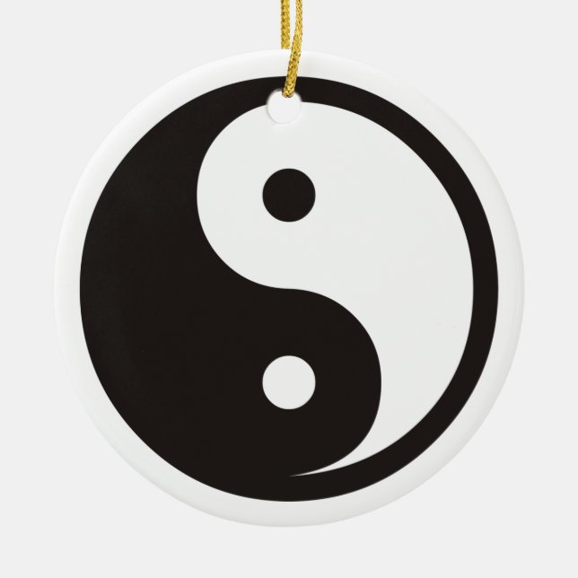 Yin Yang Symbol - solid tattoo design Ceramic Ornament (Front)
