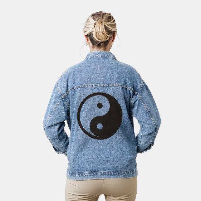 Yin Yang Symbol - solid tattoo design Denim Jacket (Model)