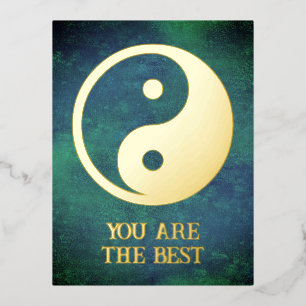 Yin Yang Symbol - solid tattoo design Foil Holiday Postcard