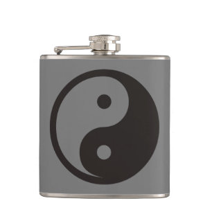 Yin Yang Symbol - solid tattoo design Hip Flask