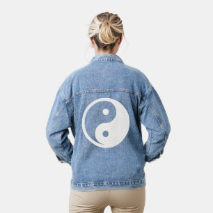 Yin Yang Symbol - solid tattoo design white Denim Jacket