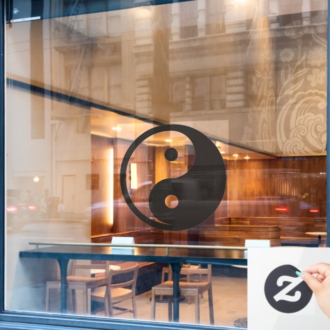 Yin Yang Symbol - solid tattoo design Window Cling (Cafe Window)