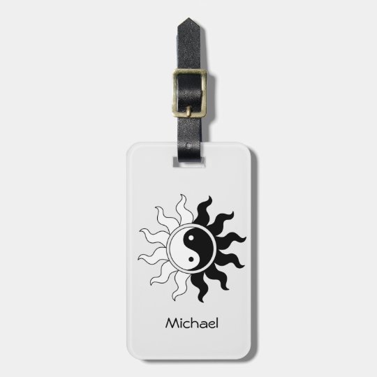 Yin Yang symbol sun Luggage Tag