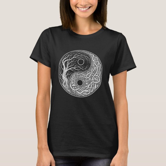 Yin Yang symbol Tree of Life T-Shirt (Front)