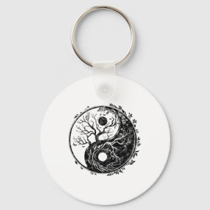 Yin Yang Symbol, Tree Of Life, Tai Chi, Qigong, Yo Keychain