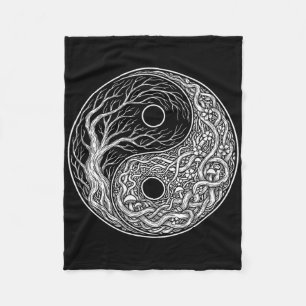 Yin Yang Symbol Tree Of Life, Tai Chi, Qigong, Yog Fleece Blanket