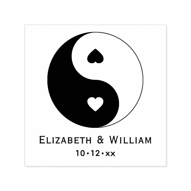Yin Yang Symbol with Hearts Love Couple Wedding Self-inking Stamp (Design)