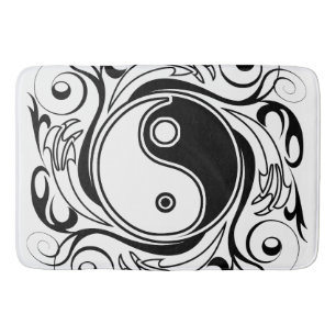 Yin Yang Tattoo Ornamental Style Bath Mat