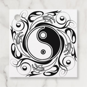 Yin Yang Tattoo Ornamental Style Favour Tags