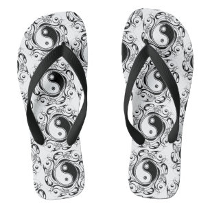 Yin Yang Tattoo Ornamental Style Flip Flops