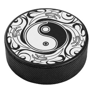 Yin Yang Tattoo Ornamental Style Hockey Puck