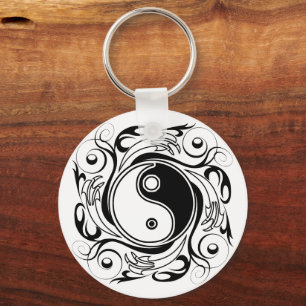 Yin Yang Tattoo Ornamental Style Keychain