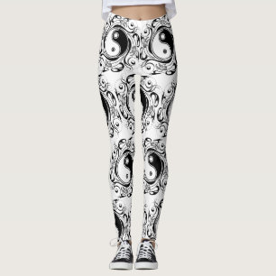 Yin Yang Tattoo Ornamental Style Leggings