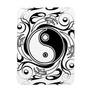 Yin Yang Tattoo Ornamental Style Magnet