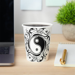 Yin Yang Tattoo Ornamental Style Paper Cups