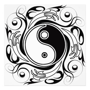 Yin Yang Tattoo Ornamental Style Photo Print