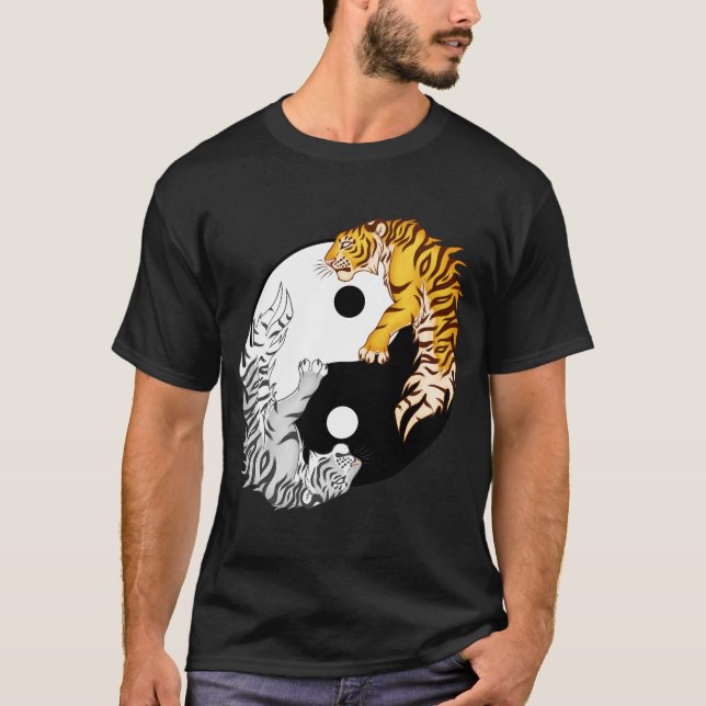 Yin & Yang Tigers Men's Basic Dark T-Shirt (Front)
