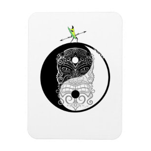 Yin Yang Tiki Warrior Mask Magnet