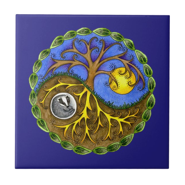 Yin & Yang Tree and Badger Tile (Front)