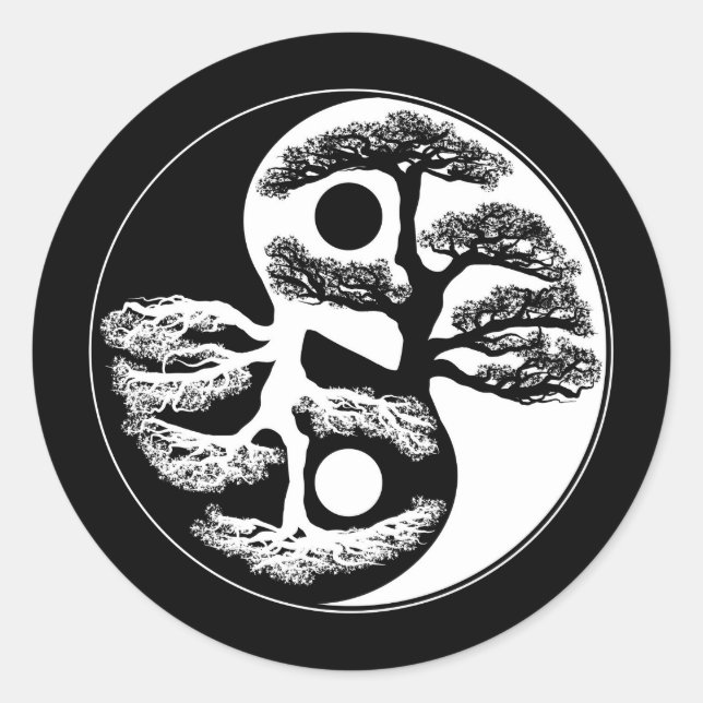 Yin Yang Tree Classic Round Sticker (Front)