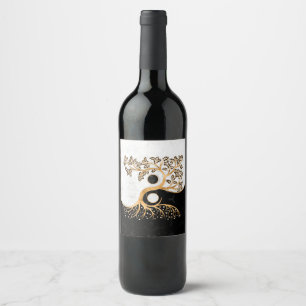 Yin Yang Tree - Marbles and Gold Wine Label