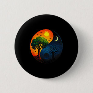 Yin Yang Tree - Meditation Yoga Buddhist Symbol 2 Inch Round Button