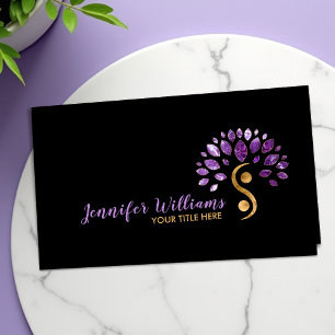 Yin Yang Tree of Life - Amethyst Leaves Business Card