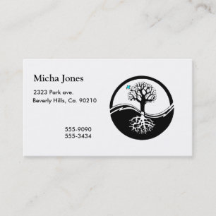 Yin Yang Tree Of Life Black & White Business Card