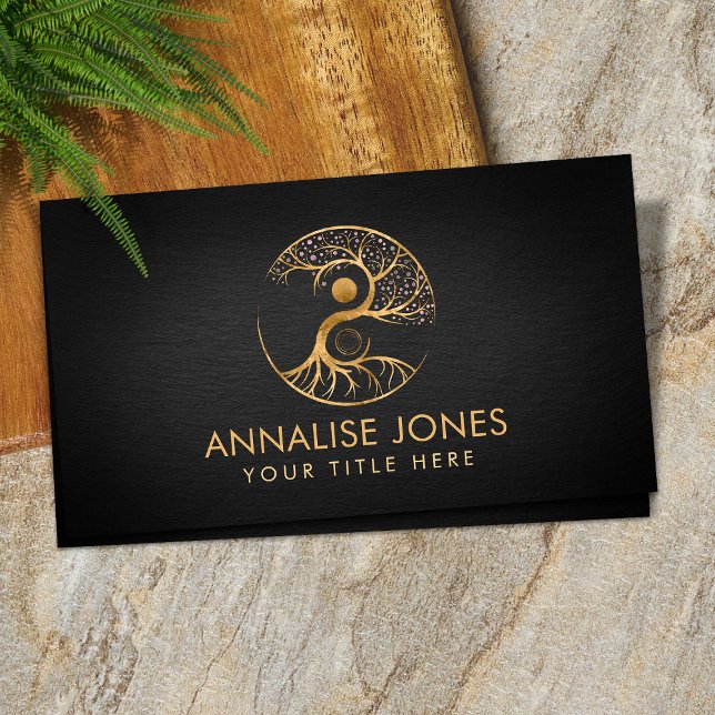 Yin Yang Tree of life - Fluorite and Gold Business Card (Creator Uploaded)