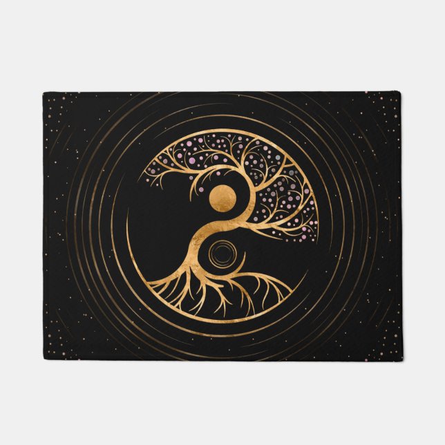 Yin Yang Tree of life - Fluorite and Gold Doormat (Front)