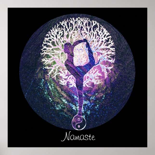 Yin Yang, Tree of Life, Namaste Yoga Poster (Front)
