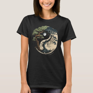 Yin Yang Tree of Life on Buddhist Bonsai Tree T-Shirt