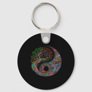 Yin Yang Tree Of Life Taoist Symbol Yoga Meditatio Keychain