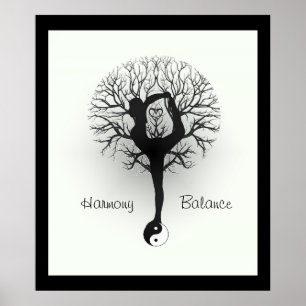 Yin Yang, Tree of Life, Women, Yoga Poster